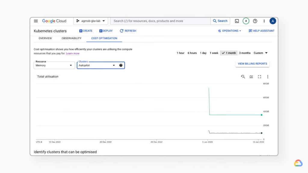 Using autopilot clusters in Google Kubernetes Engine containerization software screenshot