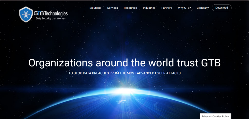 GTT DLP data loss prevention software interface