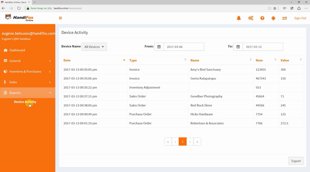 A screenshot of the reports tab found in the tool HandiFox Desktop.