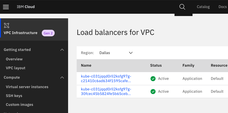 Using the load balancers in IBM Cloud