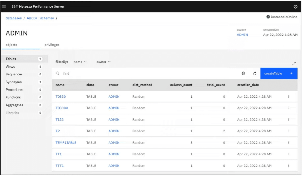 IBM Netezza Performance Server storage virtualization interface