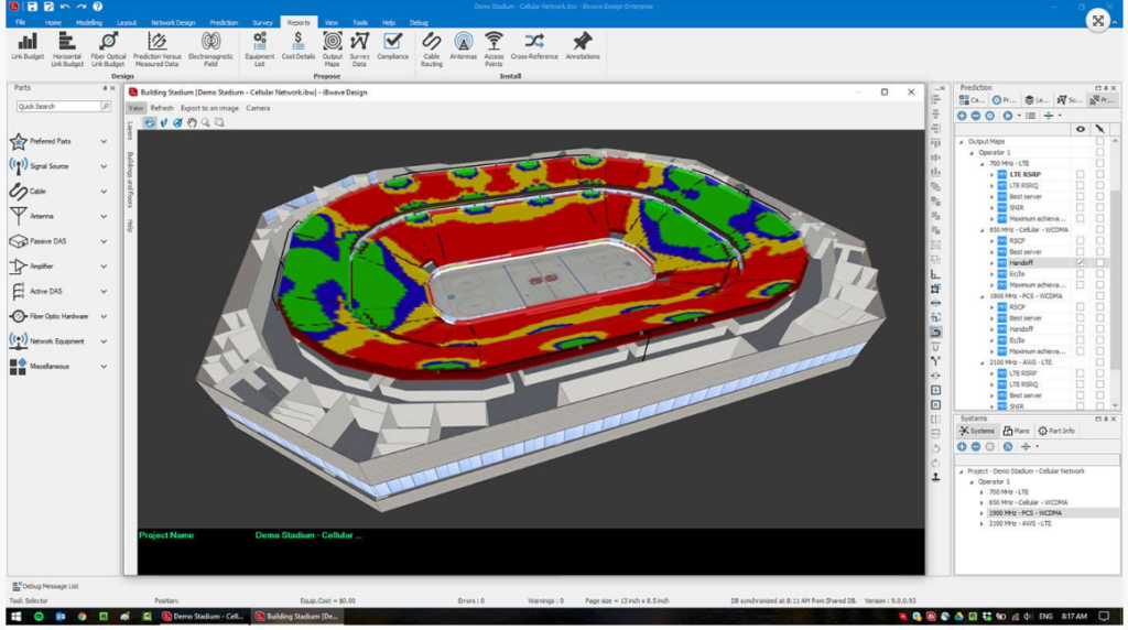 Network design software, iBwave demo design screenshot