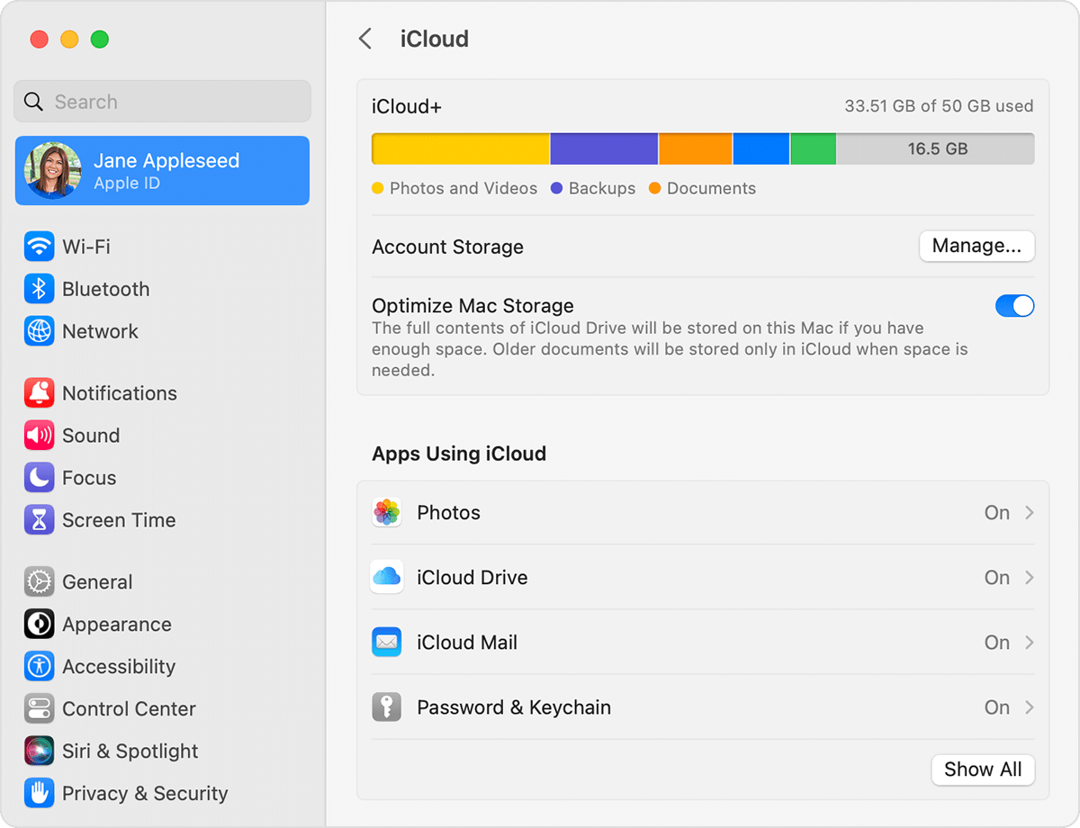 Checking used and available storage in iCloud