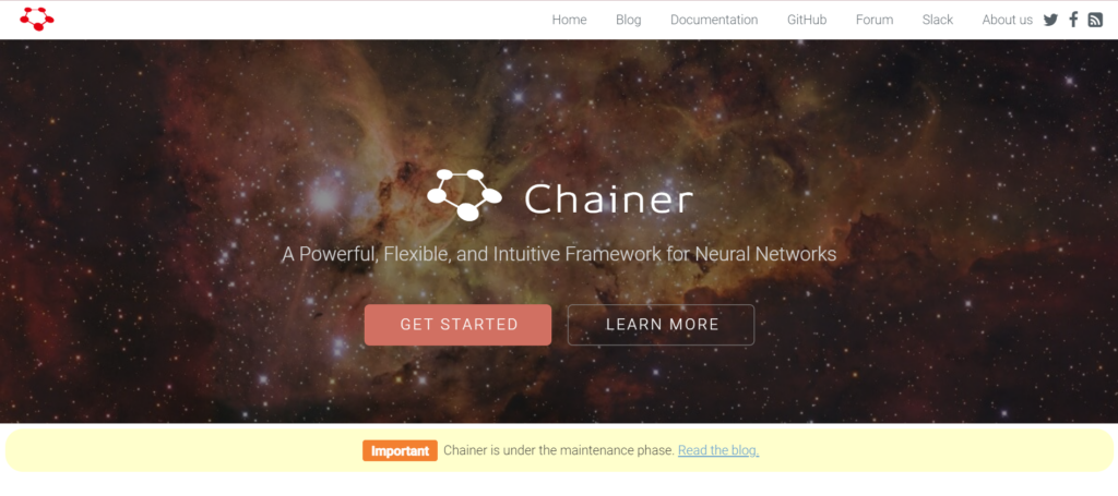Chainer's website screenshot.
