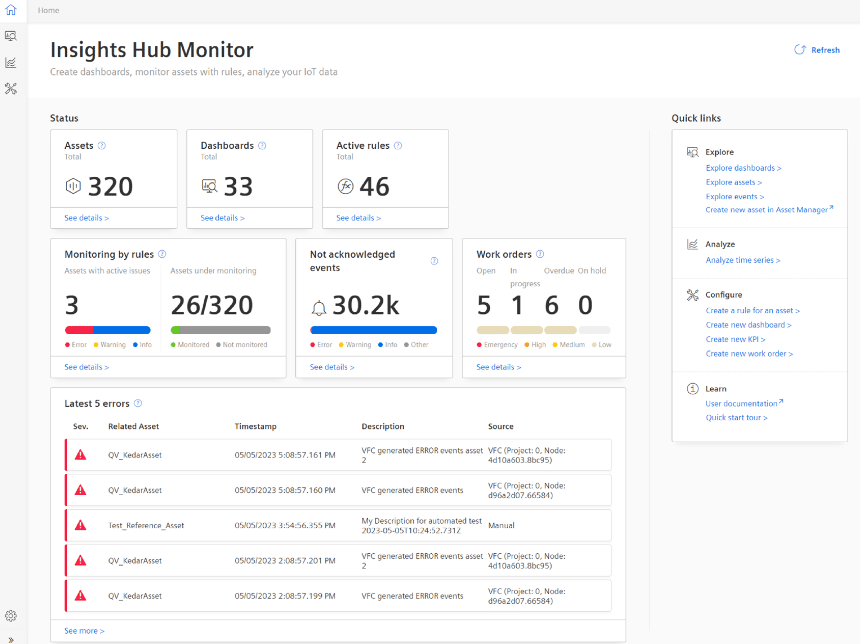 Insights Hub monitor insights screenshot