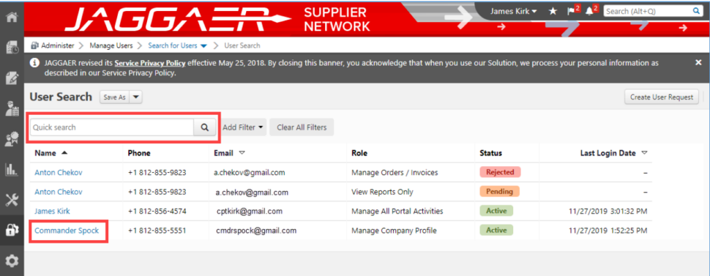 Jaggaer IT procurement software interface