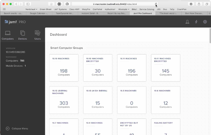 Dashboard of Jamf Pro IoT platform