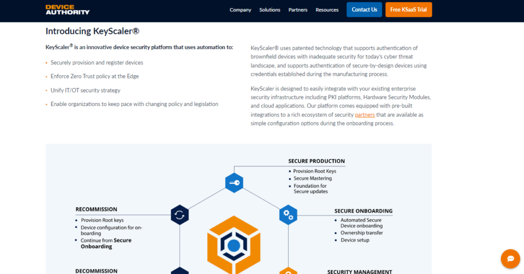 KeyScaler IoT security website screenshot