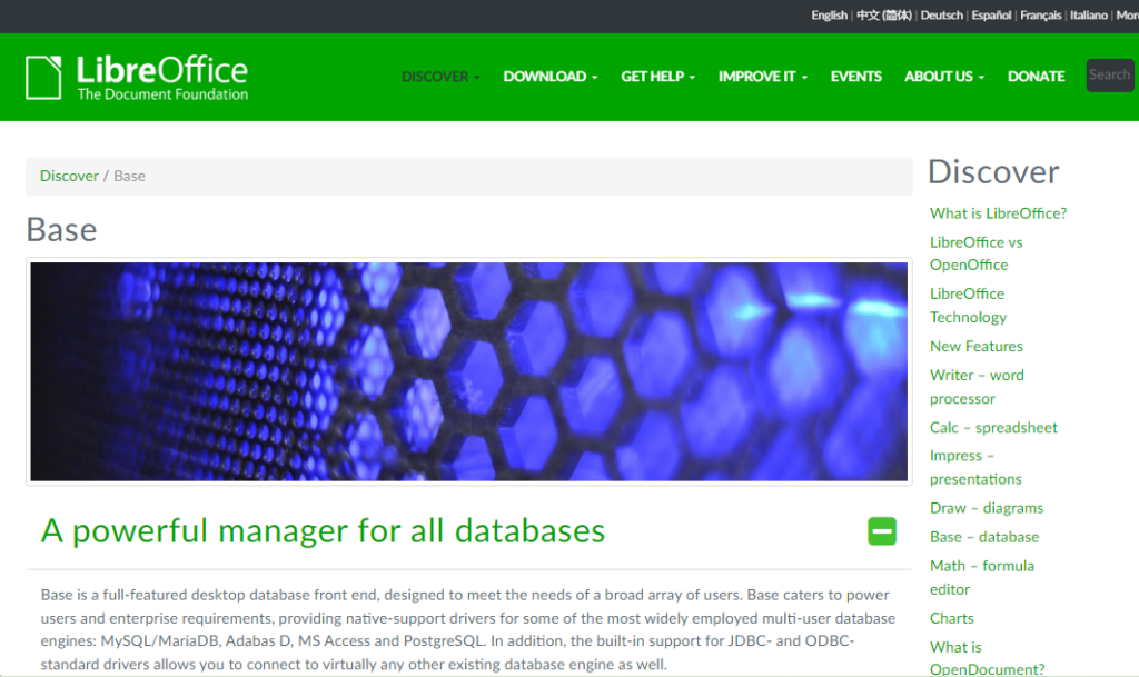 A screenshot of the website for the tool Base.