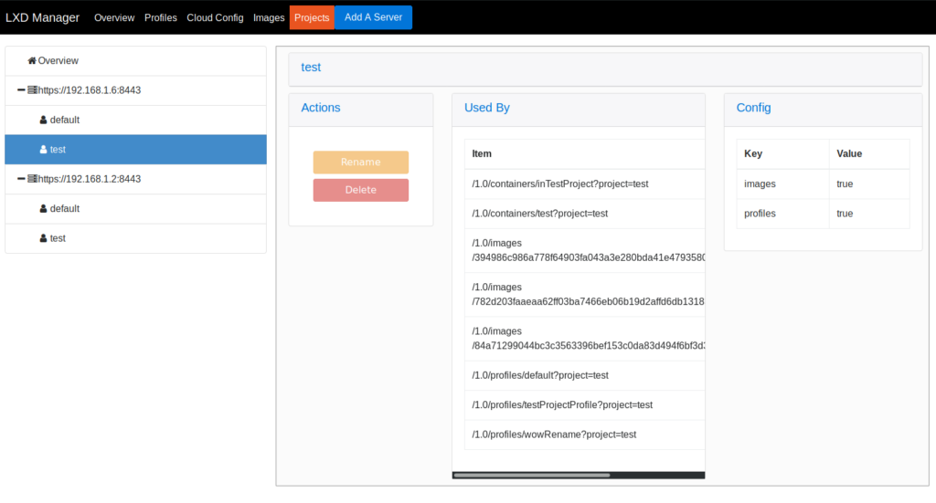 Linux Containers project test dashboard
