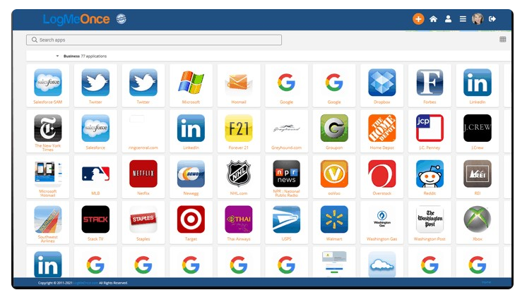 LogMeOnce password manager dashboard