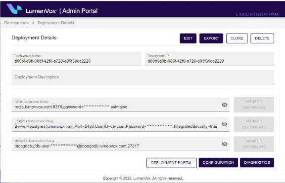 LumenVox voice recognition software admin portal