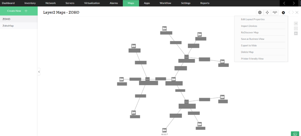 ManageEngine OpManager Layer2 mapping feature