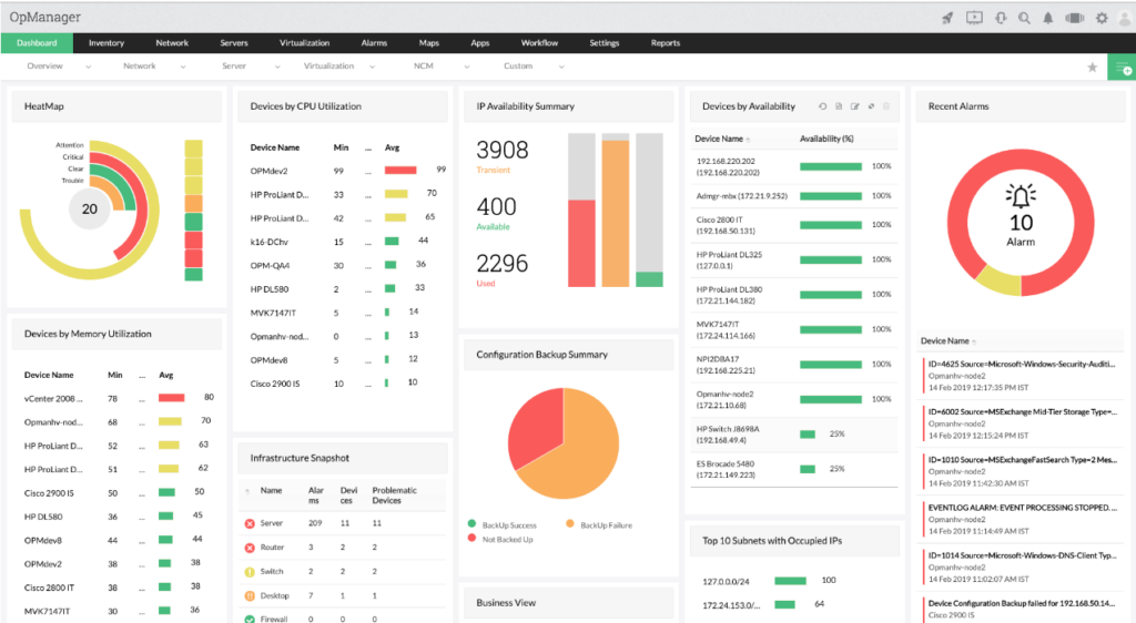 ManageEngine Service Desk Software main dashboard