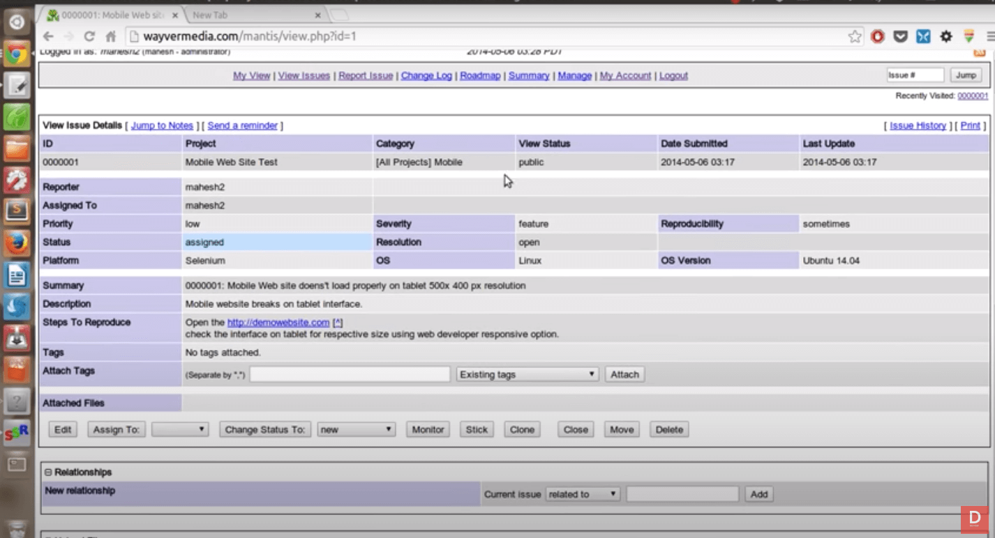 Mantis incident management dashboard