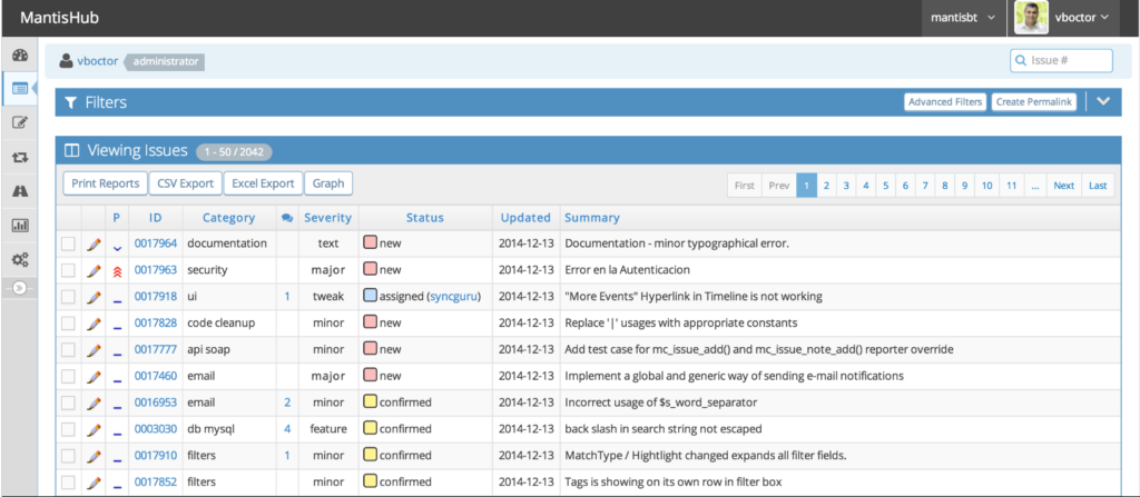 MantisBT Issue Tracking Software