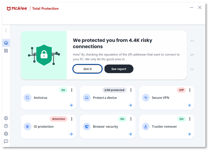 A photo of the home page on the user interface setting of the tool McAfee Vulnerability Manager for Database.