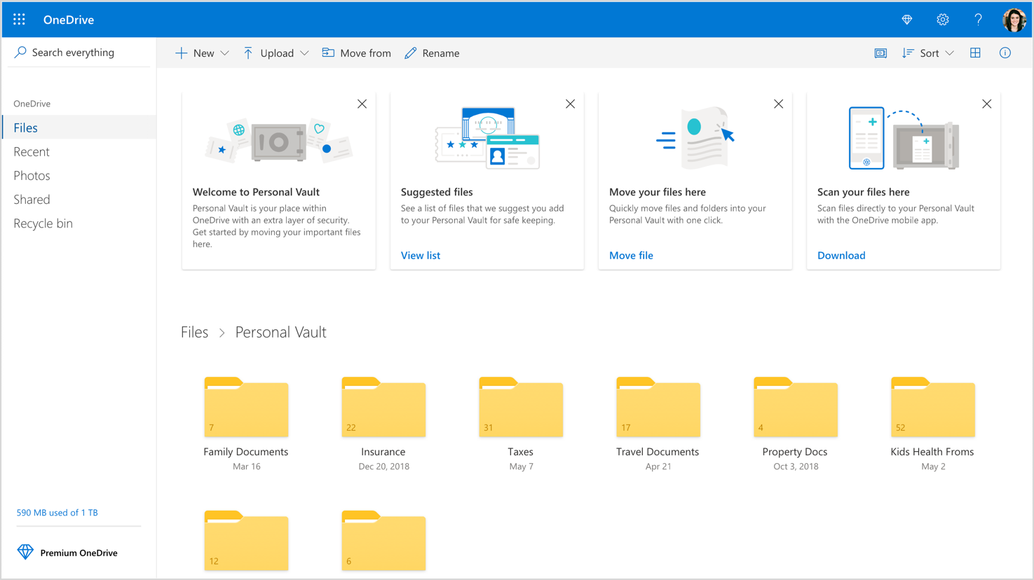 Using the Personal Vault in Microsoft OneDrive