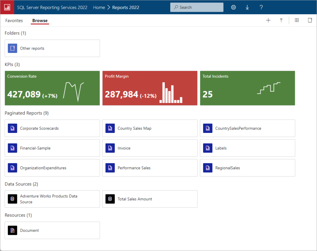 A screenshot of the Reports tab for Microsoft SQL Server Express.