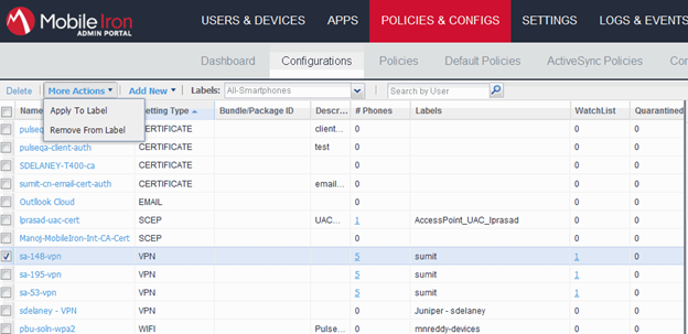 Mobile Iron's way of applying the VPN configuration