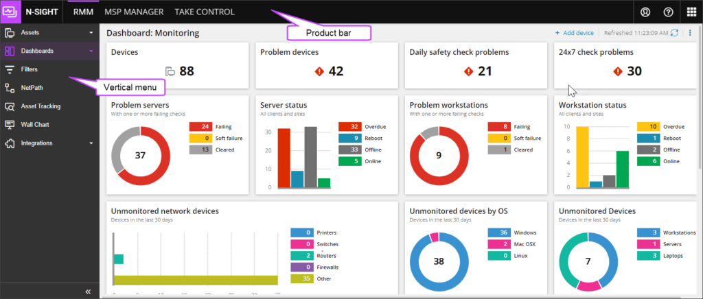 N-able N-Central RMM SCM tool interface