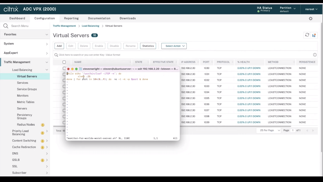 Managing load balancers within Citrix NetScaler Web Application Firewall (WAF)