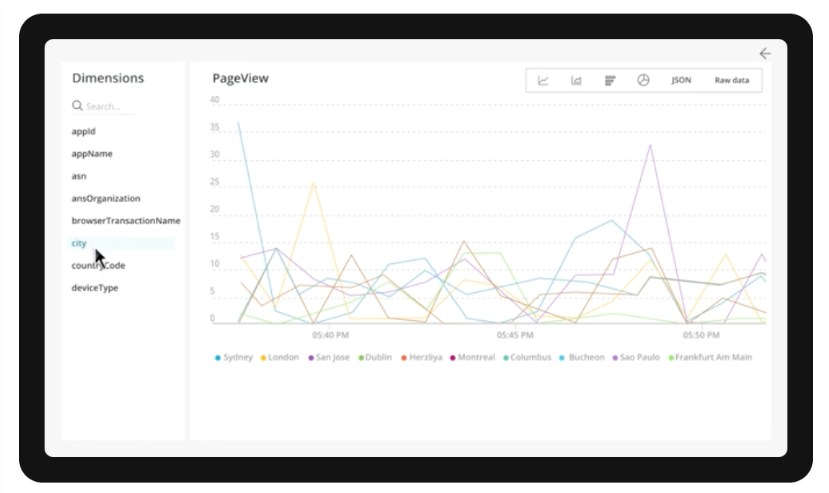 Page View in New Relic performance monitoring tool