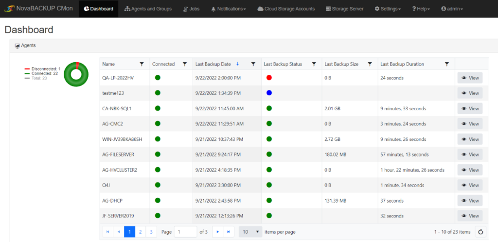 NovaBACKUP hard drive cloning software dashboard