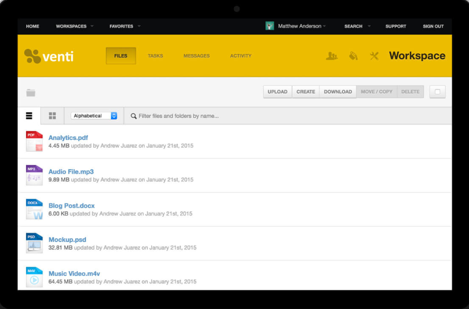 Onehub client portal screenshot