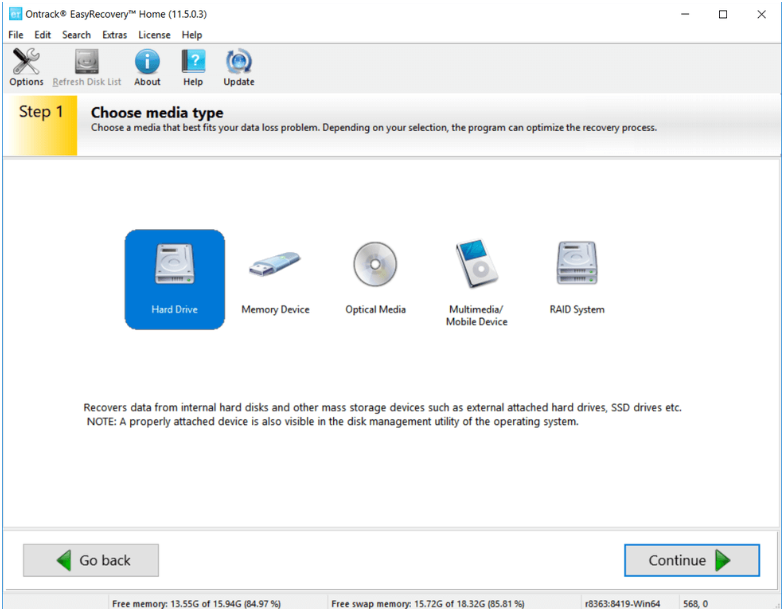 View of Ontrack Easyrecovery software when installed