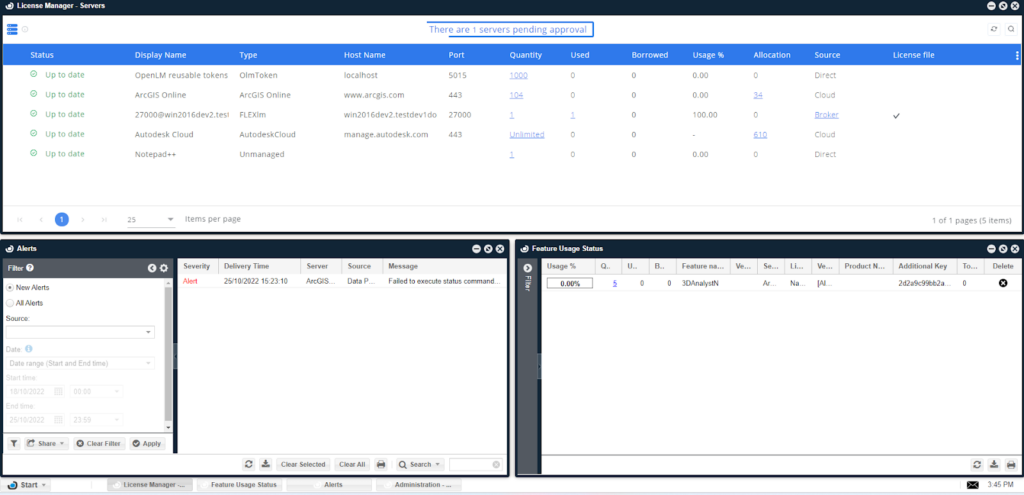 OpenLM license management software interface