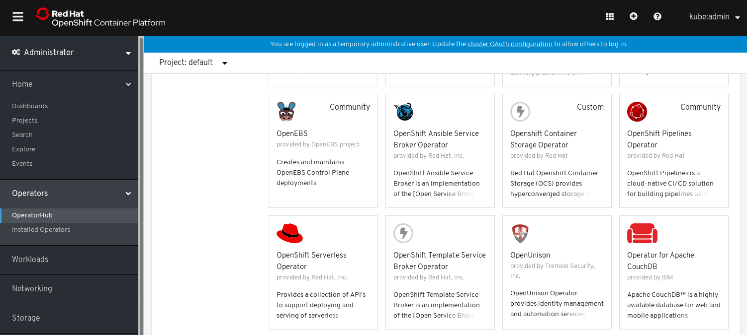 OpenShift Container Platform containerization storage screenshot