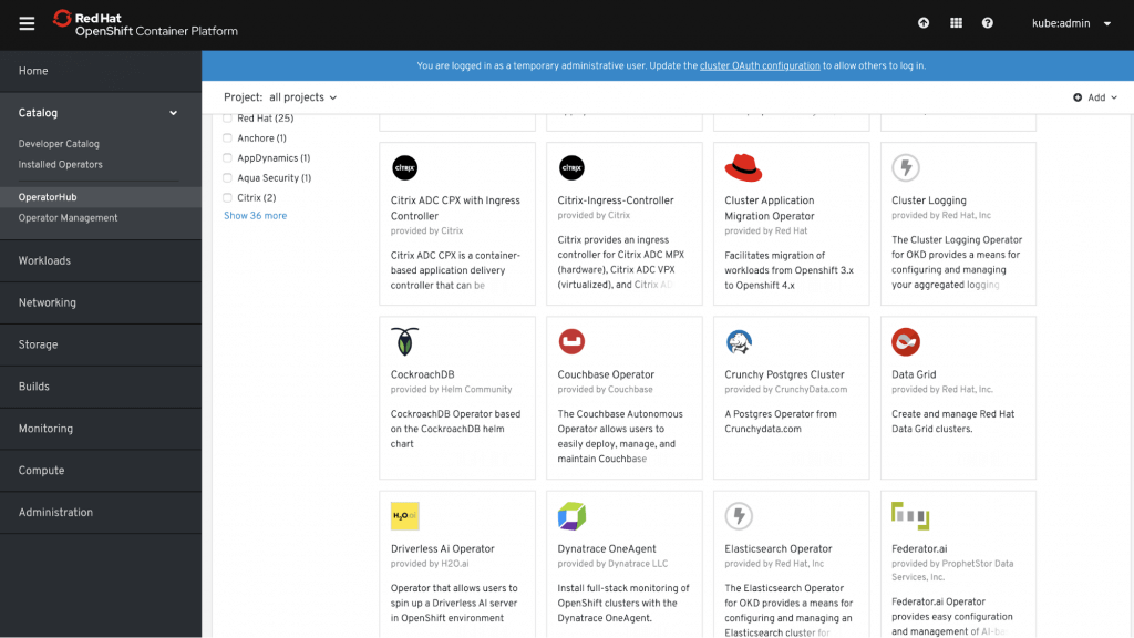 Openshift Container Platform screenshot
