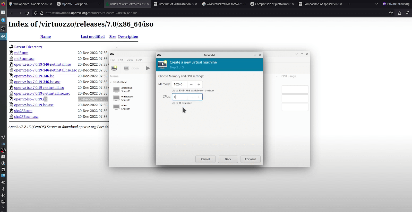 OpenVZ screenshot