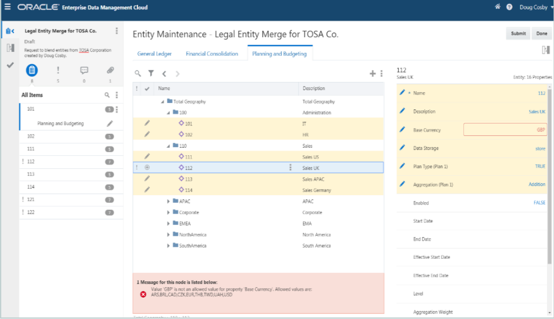 Oracle Enterprise Data Management Interface