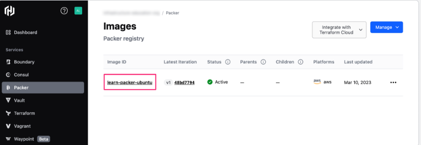 IaC tool Packer's registry