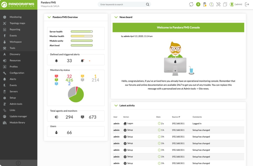Overview screenshot of the Pandora FMS console