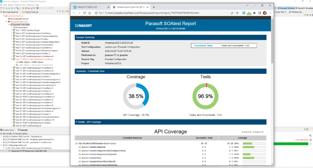 Parasoft SOAtest API security tools