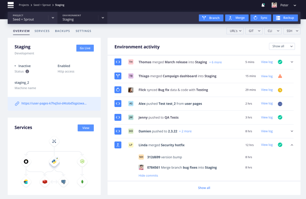 platform.sh tool sample dashboard