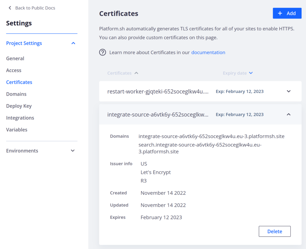 A photo highlighting the project creation process in Platform.sh.