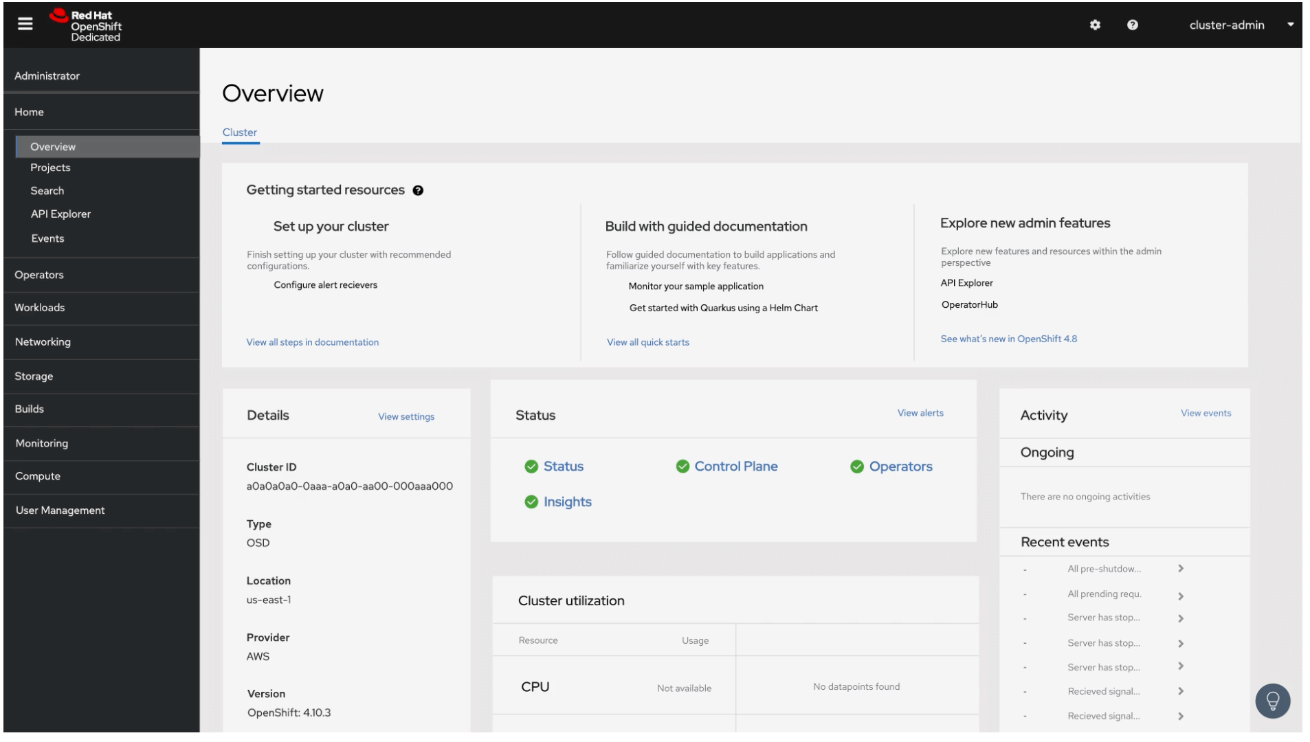 Private cloud provider Red Hat's Hybrid Cloud ConsoleAlt tag: Creating a dedicated cluster with Red Hat, a private cloud provider