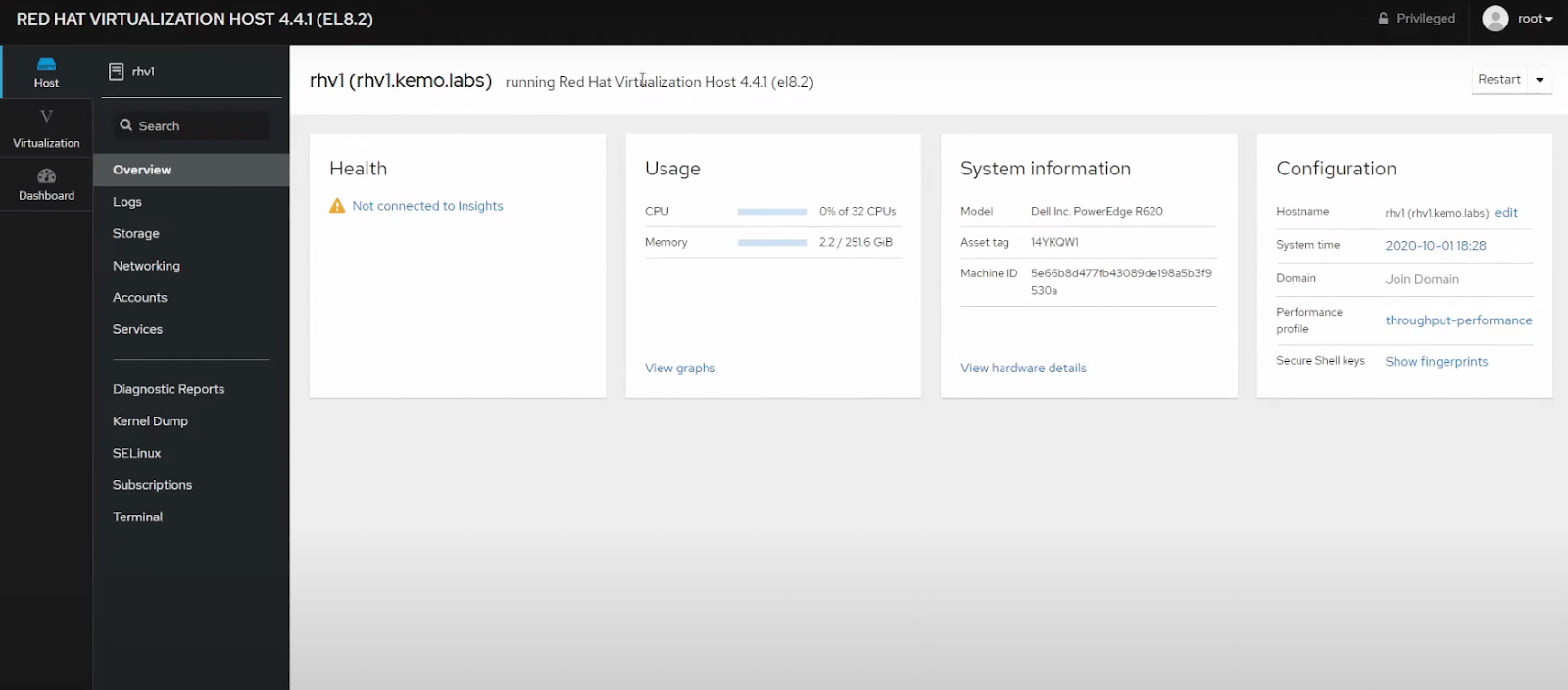Red Hat Virtualization screenshot