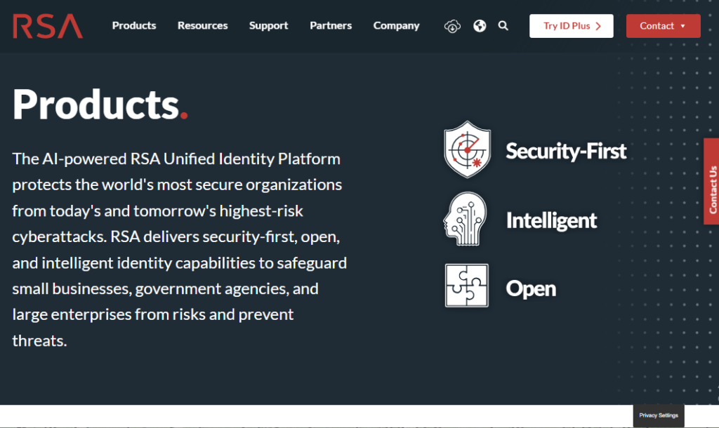 A screenshot of the RSA NetWitness website.