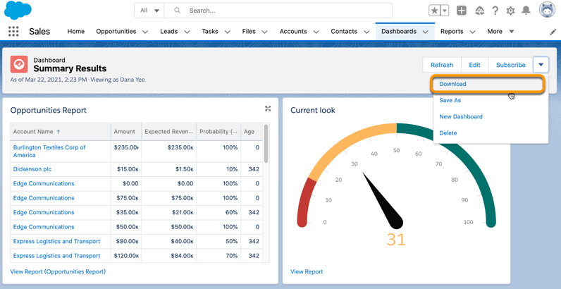 Salesforce Platform summary dashboard