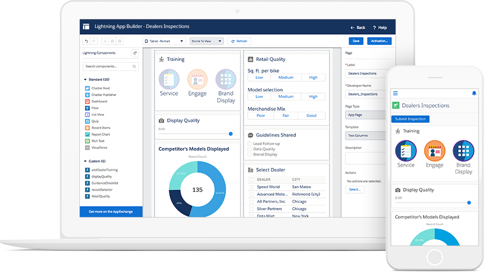 A screenshot of the Lightning App Builder on the Salesforce dashboard
