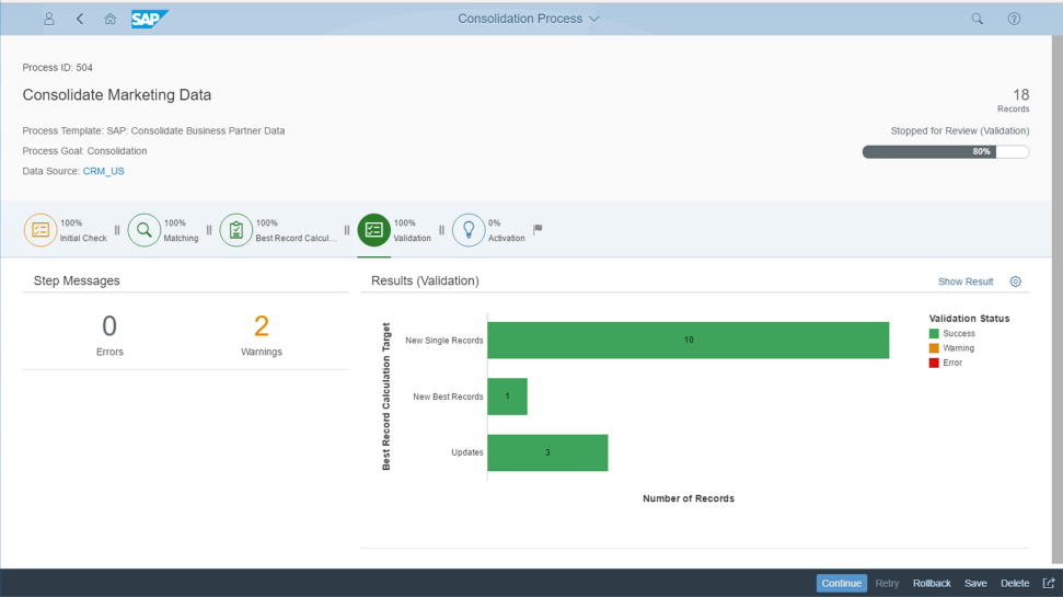 Master data management tool SAP Master Data Governance's user interface