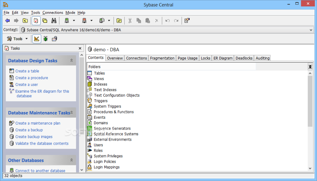 A photo focused on the contents tab found in SAP SQL Anywhere.