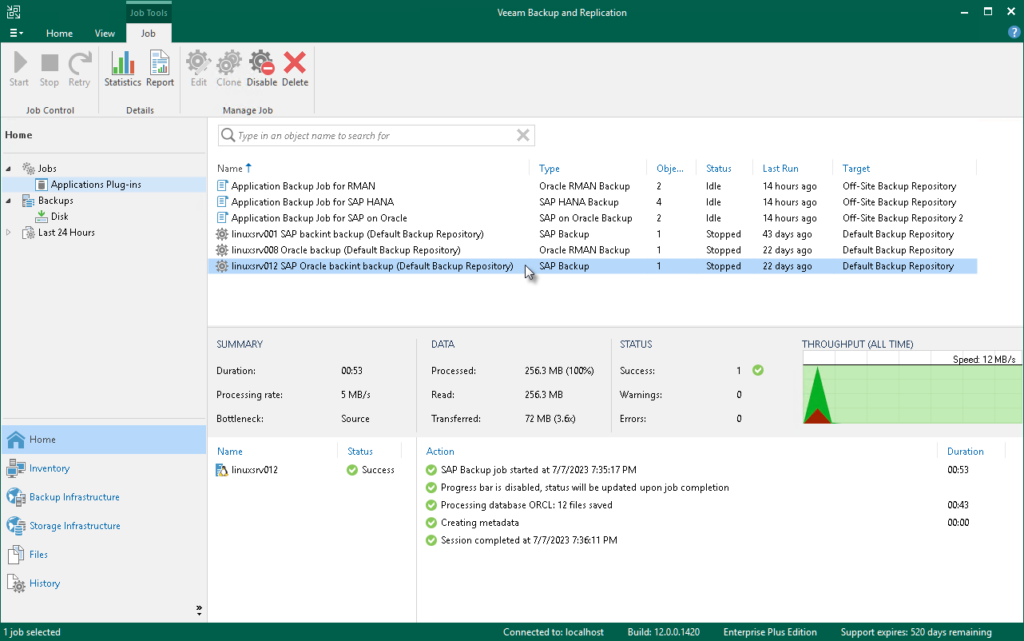 Veeam Backup & Replication on its job tools page