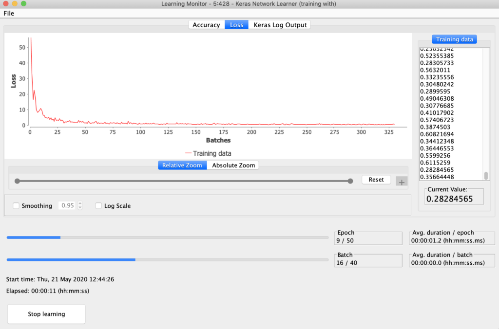 Kera Neural Network Software Viewing Loss Function in Monitor.