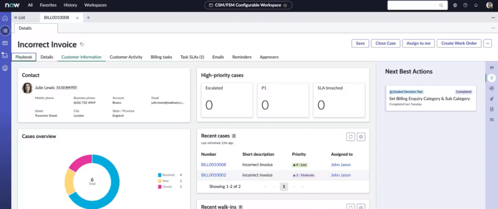 ServiceNow IT Service Management SCM tool interface
